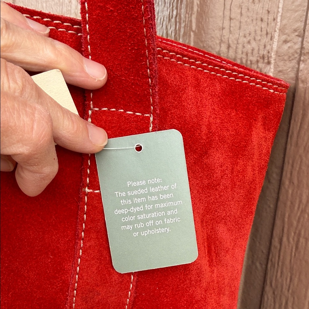 Banana Republic NWT Red Suede Tote Bag - Picture 5 of 9